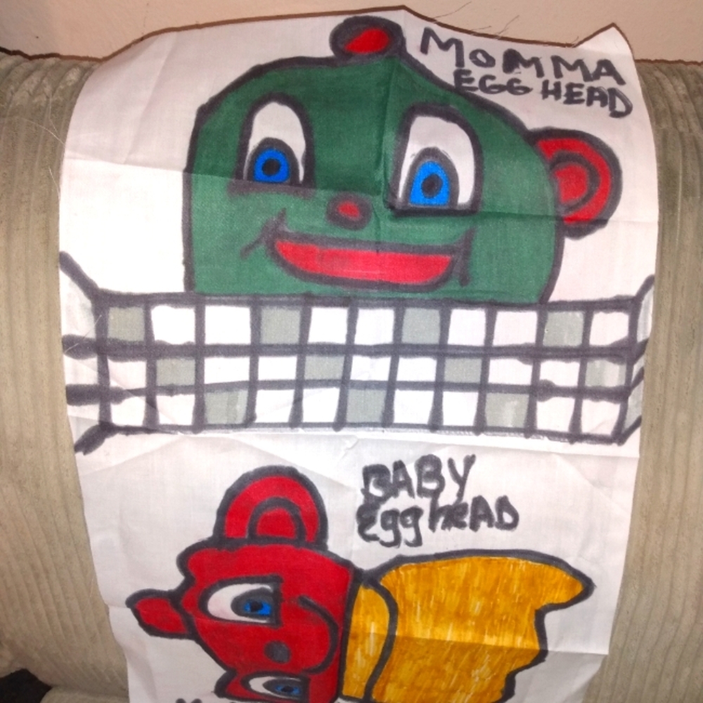 Colorful Egg Head Pillow Or Wall Hanging